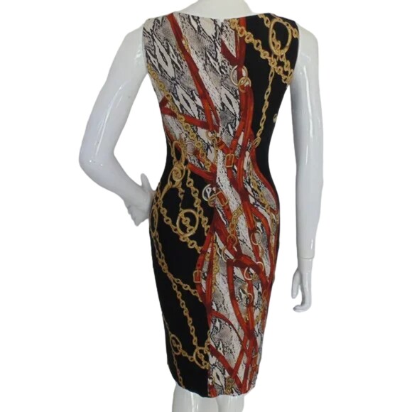 CACHE Lux Print Dress, S, Black/Snakeskin, Pull over, Sleeveless, Stretch - Picture 7 of 14